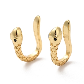 Rack Plating Brass Snake Cuff Earrings with Rhinestone, Lead Free & Cadmium Free