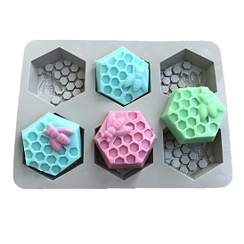 Food Grade DIY Soap Making Silicone Molds, Resin Casting Molds, For UV Resin, Hexagon with Bees Pattern