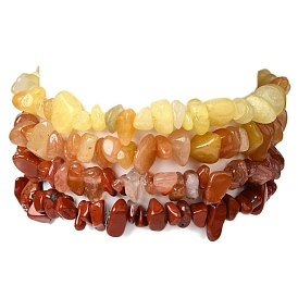 4Pcs Gemstone Beaded Stretch Bracelets Set