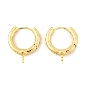 Brass Hoop Earrings Findings, for Half Drilled Beads,  Long-Lasting Plated, Lead Free & Cadmium Free, Rings