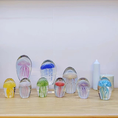 Ornements lumineux en verre de boule de méduse, brillent dans le noir, décorations de bureau à domicile