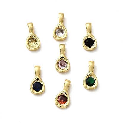 Подвески-капельки из латуни с микропаве из кубических цирконий, стойки покрытие, долговечный, без кадмия и без свинца, золотые