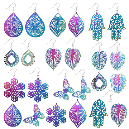 DIY Earring Making, with 201 Stainless Steel Pendants and Brass Earring Hooks, Mixed Shape