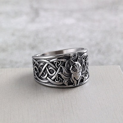 Ретро 304 кольца из нержавеющей стали для мужчин, девятихвостая лиса