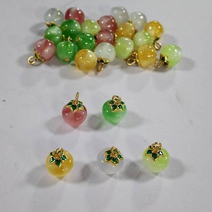 25 piezas 5 colgantes de resina de colores, encantos de manzana, con fornituras de hierro, dorado