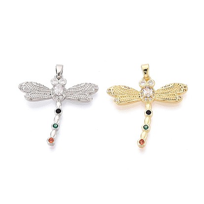 Латунные микро-паве красочные кубические циркониевые подвески, стрекоза прелести