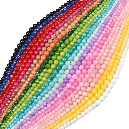 Natural Mashan Jade Graduated Beads Strands, Dyed, Smooth Round