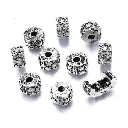 Alloy European Style Clasps, Column with Flower