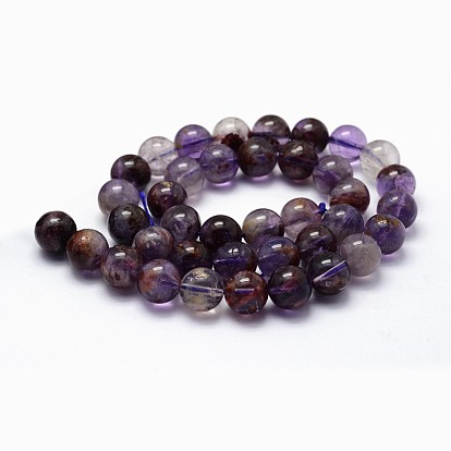 Natural Cacoxenite Amethyst Beads Strands, Round