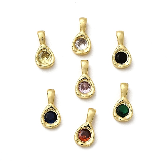 Подвески-капельки из латуни с микропаве из кубических цирконий, стойки покрытие, долговечный, без кадмия и без свинца, золотые