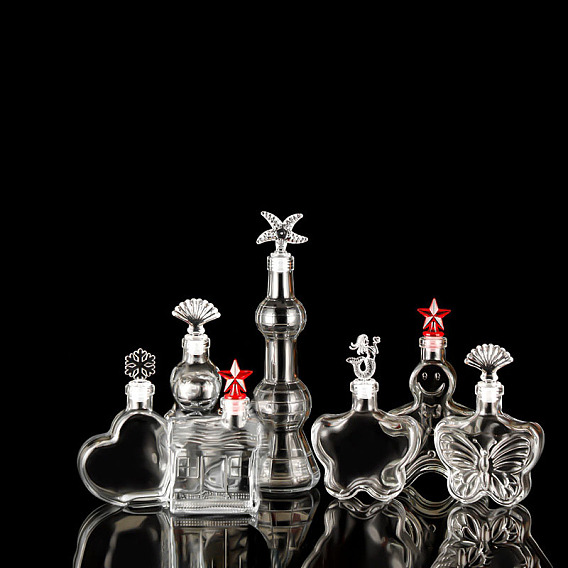 Многоразовые стеклянные пустые бутылки, с деревянной пробкой, прозрачные