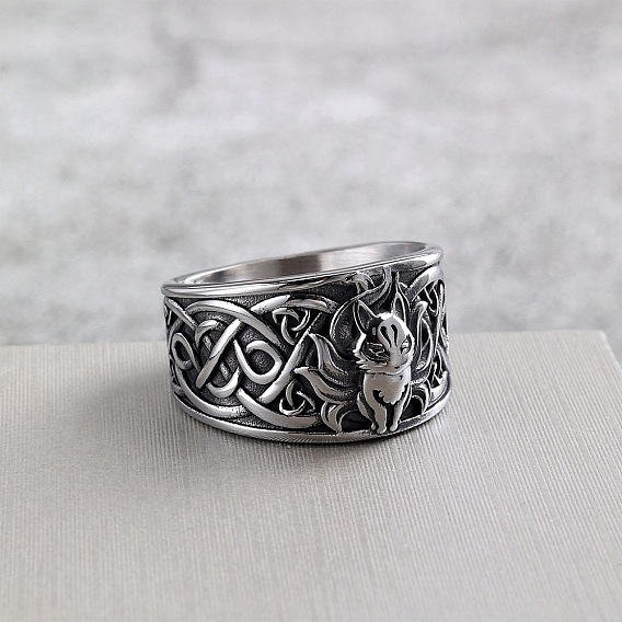 Ретро 304 кольца из нержавеющей стали для мужчин, девятихвостая лиса