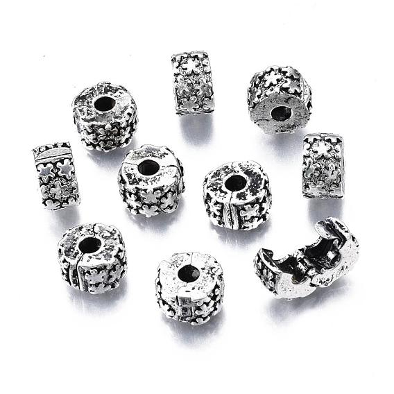 Alloy European Style Clasps, Column with Flower