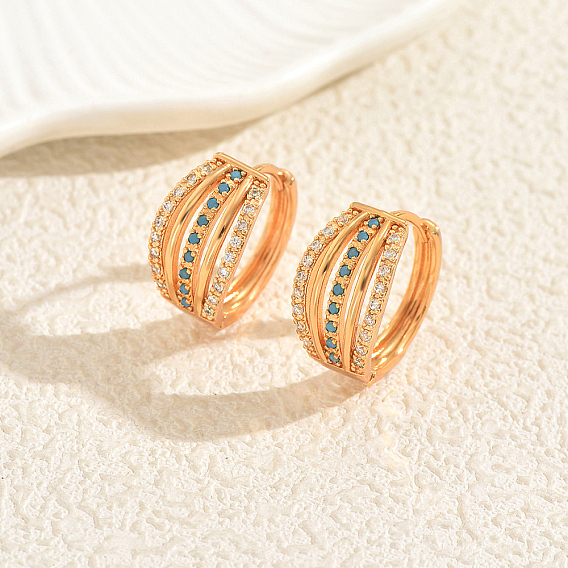 Латунные кольца серьги обруча, с четким кубического циркония