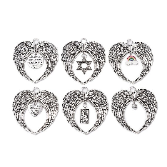 6шт 6 стили крыла тибетский стиль сплав большие подвески, разнообразные