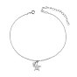 SHEGRACE 925 Sterling Silver Charm Anklet, with AAA Cubic Zirconia, Star and Flat Round