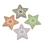 Brass Enamel Big Pendants, Etched Metal Embellishments, Matte Gold Color, Star with Flower