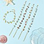 Gemstone Faceted Round Beaded Chain Bracelets for Women, with Round Shell Pearl Beads, Golden