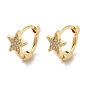 Rack Plating Brass Micro Pave Cubic Zirconia Hoop Earrings, Star