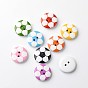 Sports Theme, FootBall/Soccer Ball 2-Hole Wooden Buttons, 20x4mm, Hole: 2mm