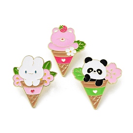 Rabbit/Bear/Panda Zinc Alloy Animal Ice Cream Enamel Pin Brooch, for Backpack Clothes