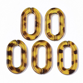 Transparent Acrylic Linking Rings, Quick Link Connectors, Imitation Leopard Skins Pattern, for Cable Chains Making, Oval
