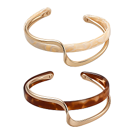 2шт. 2 Браслеты-манжеты из латуни и смолы для женщин