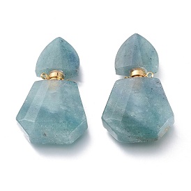 Кулоны флаконы для духов, с золотым гальваническим 304 выводы из нержавеющей стали, многоугольник