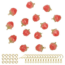 Наборы для изготовления сережек diy, включают подвески в виде цветов из эпоксидной смолы, латунные кольца прыжок открыт, Железные крючки для сережек