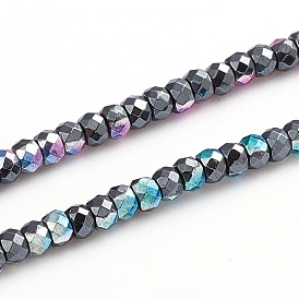 Гальванические немагнитная синтетический гематит бисер пряди, с половиным покрытием, рондель, граненые