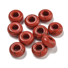 Dyed Synthetic Red Turquoise Beads, Rondelle