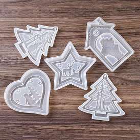 Christmas Theme DIY Pendants Decoration Silicone Mold, Epoxy Resin Craft Making, White