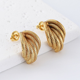 Геометрические 304 серьги-гвоздики из нержавеющей стали для женщин, серьги-кольца