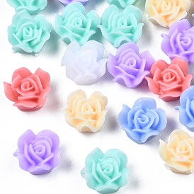 Opaque Resin Cabochons, Rubberized Style, Flower