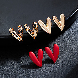 3 Серьги-гвоздики из сплава с леопардовым принтом, окрашенные распылением