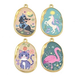 Печатные 304 подвески из нержавеющей стали, овальные, вакуумное покрытие pvd, реальный 18 k позолоченный