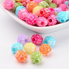 Perles acryliques, le style de l'artisanat, fleur, 11x9.5mm, trou: 3 mm, environ 1090 pcs / 500 g