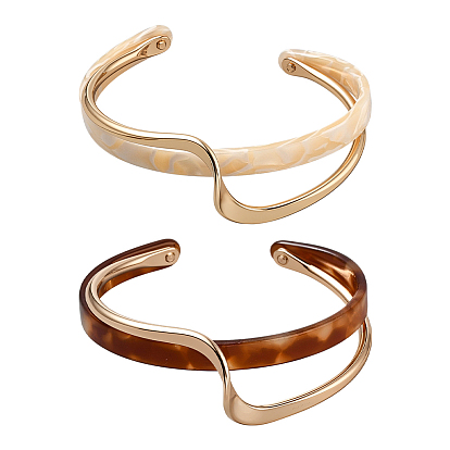 2шт. 2 Браслеты-манжеты из латуни и смолы для женщин