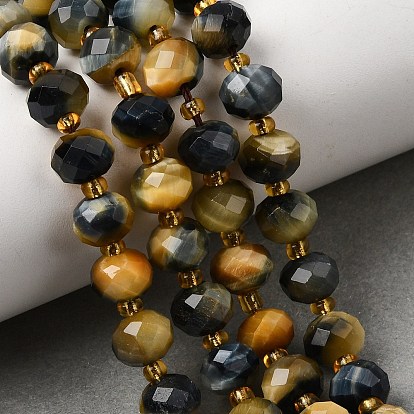 Окрашенные естественно тигровый глаз бисер пряди, граненый бисер, с бисером, синие
