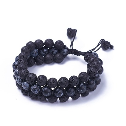 Adjustable Mixed Gemstone Braided Bead Bracelets, with Nylon Cord