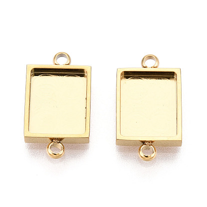 304 оправы для кабошонов из нержавеющей стали, прямоугольные, ионное покрытие (ip)