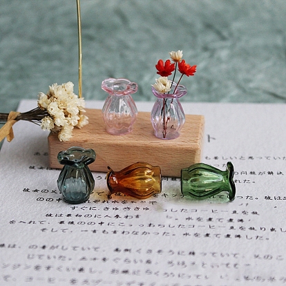 High Borosilicate Glass Vase Miniature Ornaments, Micro Landscape Garden Dollhouse Accessories, Pretending Prop Decorations, with Wavy Edge