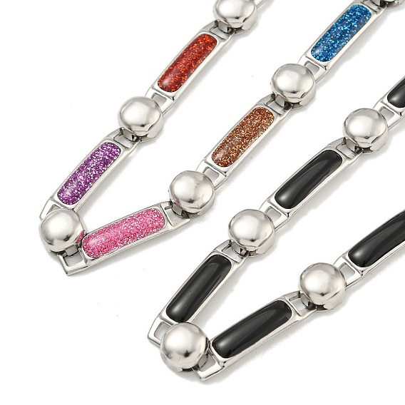 304 ожерелья-цепочки с прямоугольными звеньями из эмали из нержавеющей стали