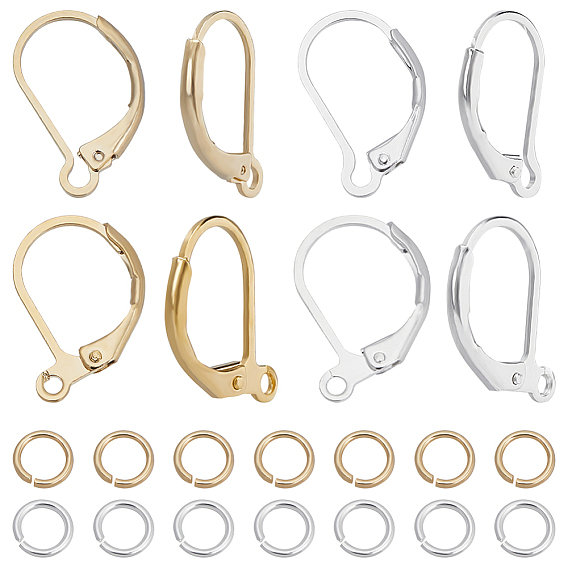 40 шт 4 стили латунные серьги с рычагом назад, с 40 открытыми соединительными кольцами