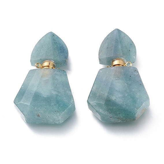 Кулоны флаконы для духов, с золотым гальваническим 304 выводы из нержавеющей стали, многоугольник