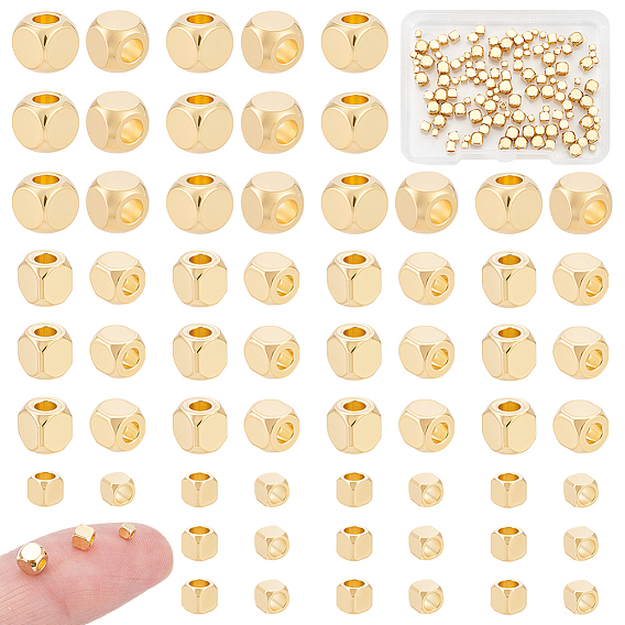 120 шт 3 стили 201 бусины из нержавеющей стали, кубические