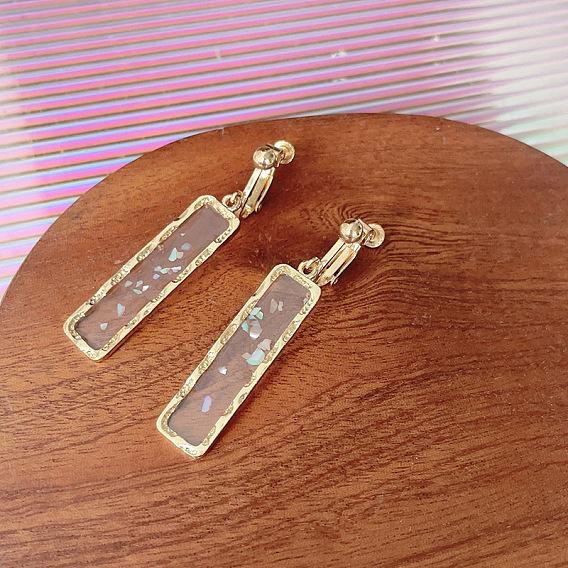 Прямоугольные серьги-клипсы из цинкового сплава со смолой