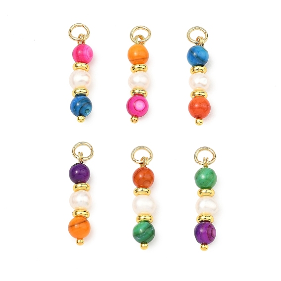 Подвески из окрашенных натуральных пресноводных раковин и жемчуга, круглые подвески из бисера, золотые