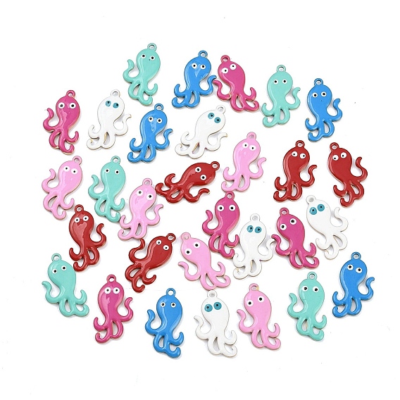 201 подвески из нержавеющей стали, прелести осьминога, с эмалью
