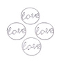 304 Stainless Steel Filigree Joiners Links, Laser Cut, Word Love